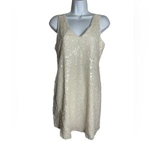 BCBGenration dress size 4 cream ivory sequined‎ sleeveless dress 🩷🩷